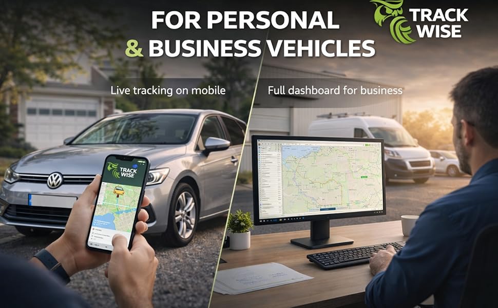 Track Wise Core 4G tracking app and web dashboard for personal and business vehicles