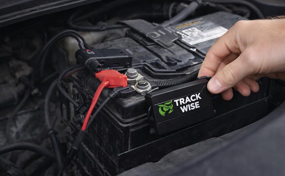 Track Wise Core 4G hard-wired GPS tracker installed directly to vehicle battery